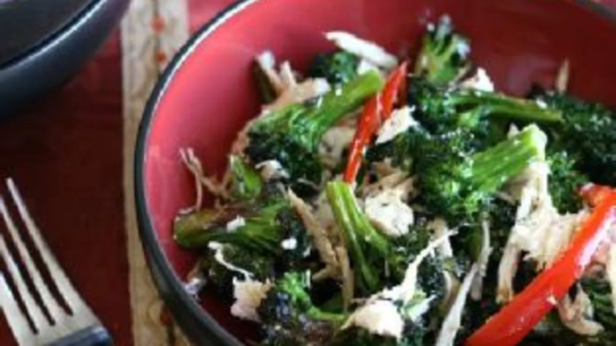 Chicken and Roasted Broccoli Salad With Goat Cheese