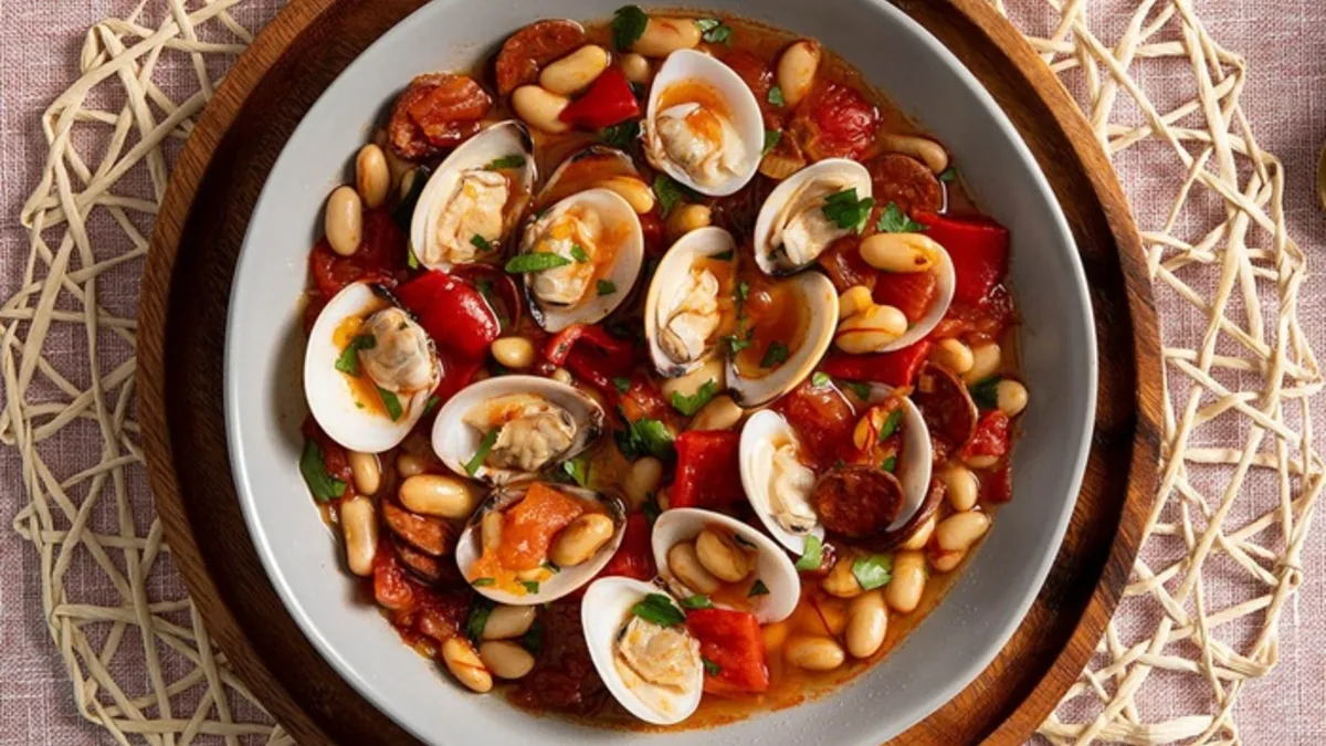 Clam, chorizo & white bean stew