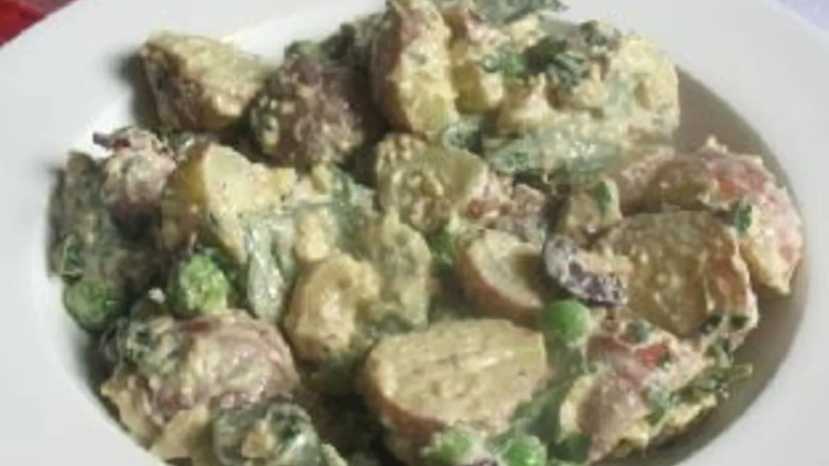 Creamy Potato Salad with Cashew Dressing and Fresh Basil
