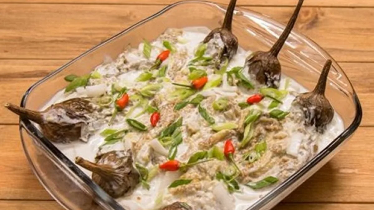 Grilled eggplant with coconut milk