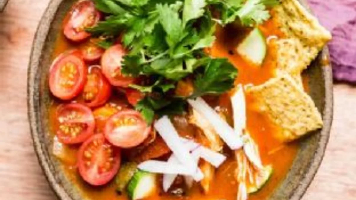 Healthy Chicken Tortilla Soup with Chicken and Sweet Potato