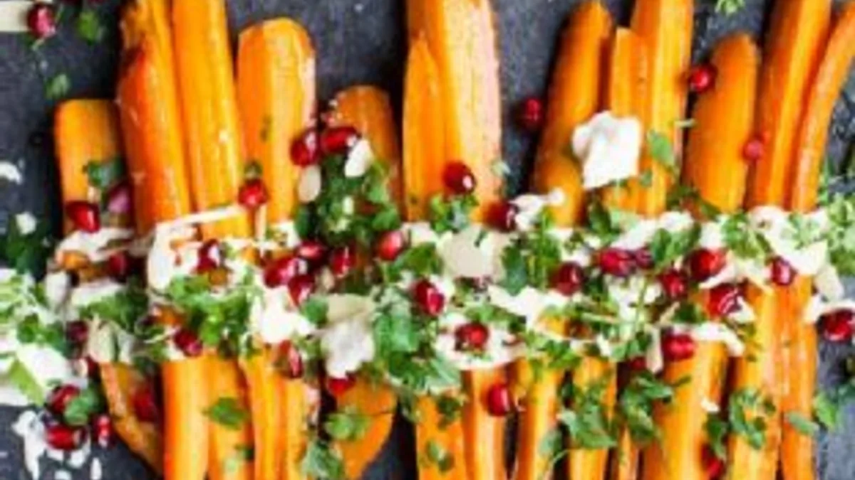 Maple Mustard Roasted Carrots with Garlic Cashew Cream
