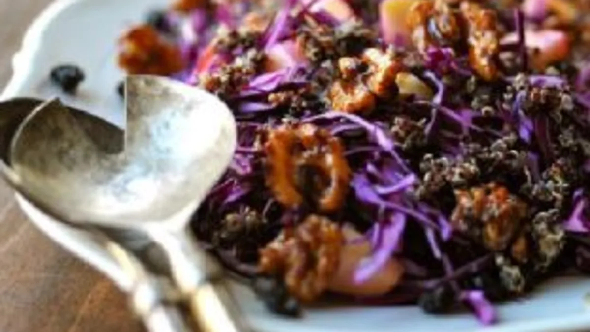 Red Cabbage Salad with Quinoa, Blueberries & Cinnamon Walnuts