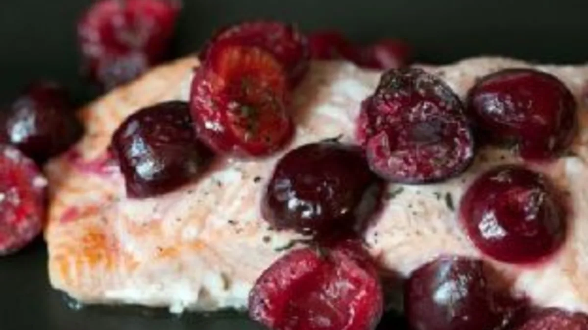 Roasted Alaskan Salmon with Cherries