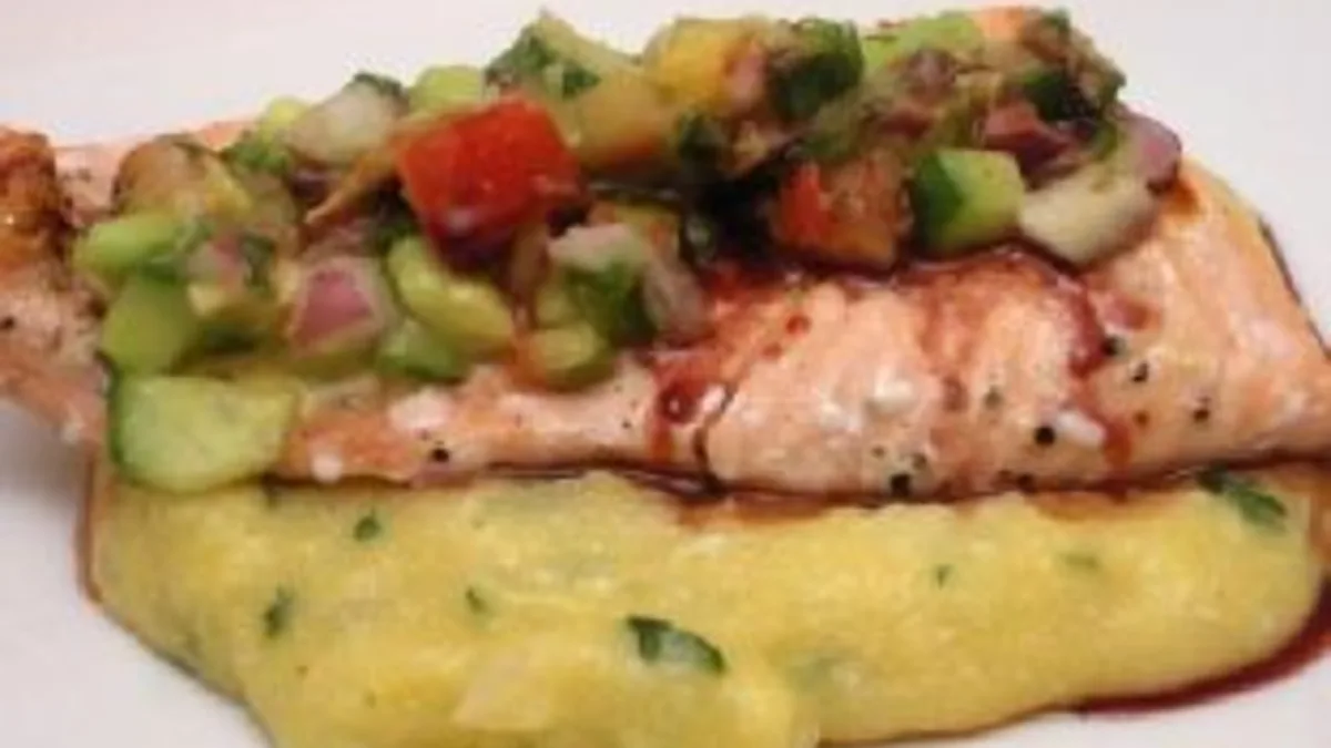 Salmon With Orange Salsa and Pomegranate Glaze