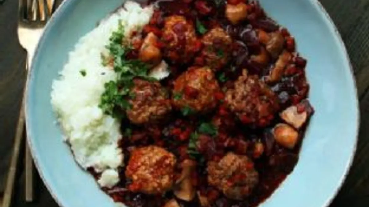 Slow Cooker Lamb Beet Meatballs