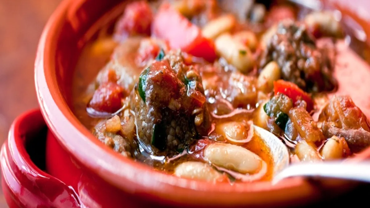 Spanish-style slow-cooked lamb shoulder & beans