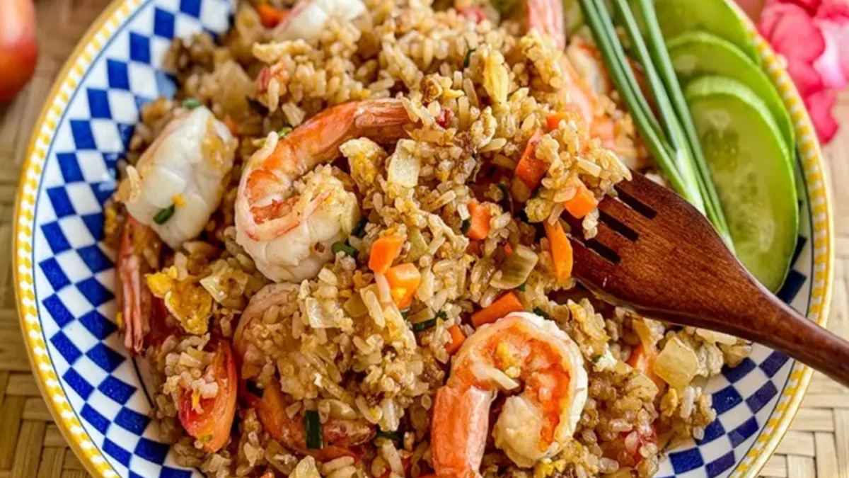 Thai fried rice with prawns & peas